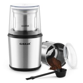 CHULUX Coffee Grinder Electric,Built-In Sharp Blade Spice Grinder with 2 Detachable Stainless Steel Bowls for Coffee, Spices, Herbs, Nuts, Grains