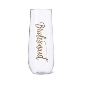 Bridesmaid Durable Plastic Stemless Champagne Glasses