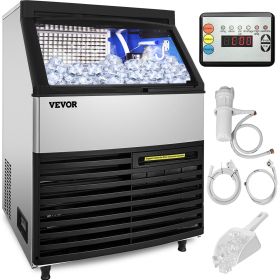 VEVOR 110V Commercial Ice Maker 440LBS/24H with 99LBS Storage Capacity Commercial Ice Machine 144 Ice Cubes Per Plate Include Scoop and Connection Hos