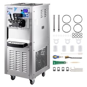 VEVOR Commercial Ice Cream Machine with Two 12L Hoppers Soft Serve Machine with 3 Flavors Commercial Ice Cream Maker 2500W Compressor Soft Ice Cream M