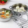 Stainless Steel Stack and Steam Pot Set with Lid 2 Tier Steamer Pot Steaming Cookware for Kitcken Cooking