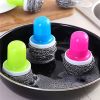 3pcs Household Dishwashing Brush; Creative Steel Ball Stainless Steel Brush With Handle; Kitchen Decontamination Cleaning Ball Pot Brush