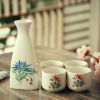 5 Pcs Japanese Style Sake Set Ceramic Wine Cup Set,Chrysanthemum