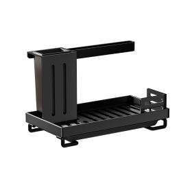 Kitchen Storage Rack Cloth Drain Rack No Punching (Color: BLACK)