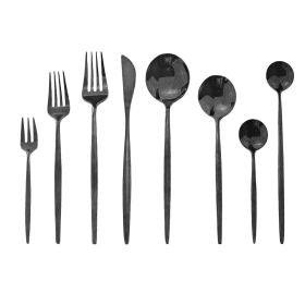 Stainless Steel Knife, Fork And Spoon Steak Knife And Fork Set (Color: BLACK)