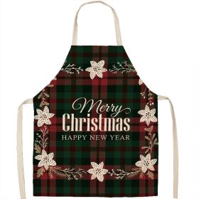 Christmas Apron Linen Oil-proof Anti-fouling Gingham Check Ginger Cake Household Bib Halter (Option: 10style-38x47cm)