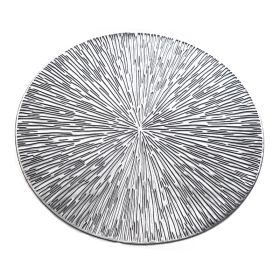 Round Hollow PVC Western-style Placemat Mirror Insulation American Plate Mat (Color: Silver)