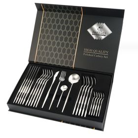 Gift Box Stainless Steel Tableware 24-piece Set (Option: Silver 24 Piece Set)