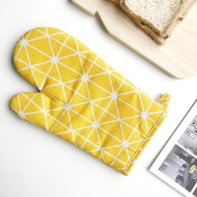 Anti-scald Microwave Oven Gloves High Temperature Resistance (Option: Yellow Plaid)