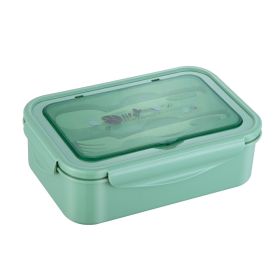 Microwave Oven Heating Lunch Box Rectangular Fruit Container (Option: Green Translucent Cover)