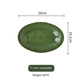 French Court Classical Retro Garden European Ceramic Dinner Plate (Option: 11Inch Oval Disk)