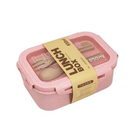 Wheat Straw Insulated Lunch Student Convenient Lunch Box (Color: Pink)