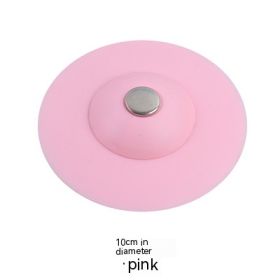 Kitchen Press-type Deodorant Closed Bounce Silicone Floor Drain Cover (Color: Pink)