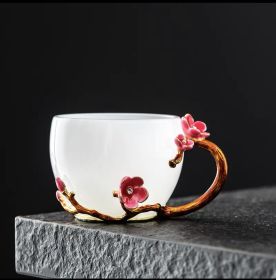 Enamel White Jade Jade Porcelain Colored Glaze Tea Cup (Option: 140ML-Plum Blossom)