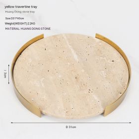 Natural Marble Round Metal Frame Tray Desktop Storage Display Plate (Option: 30cm)