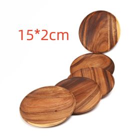 A Variety Of Acacia Solid Wood Round Dishes Unpainted Wooden Dishes (Option: Raw Wood Color-15x2cm)