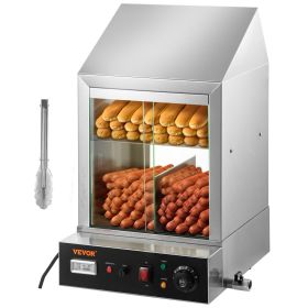 VEVOR 2-Tier Commercial Food Warmer Countertop Pizza Cabinet with Water Tray (Default: Hot Dog Steamer)