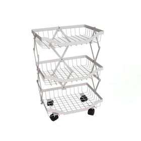 Multi Tiers Fruit Vegetable Storage Basket with Rolling Wheels for Kitchen (Type: 3 Tier, Color: As pic show)